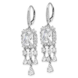 Radiant Sterling Silver Cubic Zirconia Dangle Earrings